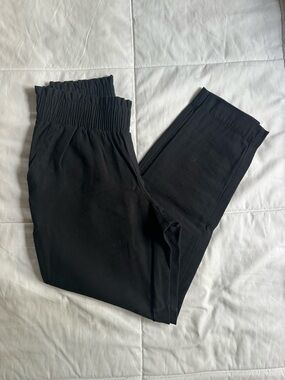 Black Pull-On Linen Pants
